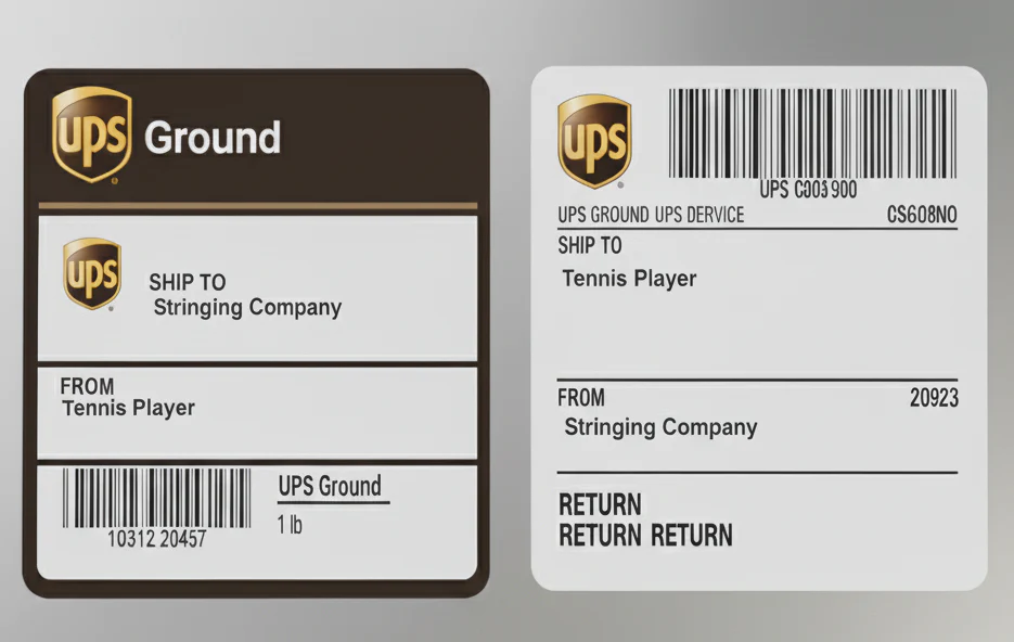Round Trip Shipping Labels-Racket Owner to Stringing Company and Stringing Company to Racket Owner